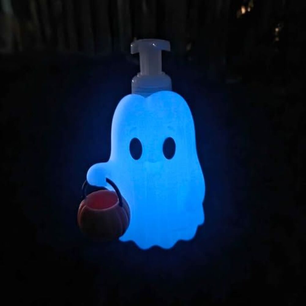 Spooky Ghost Soap Dispenser with Pumpkin Bucket (Lights Up / Halloween Decor)